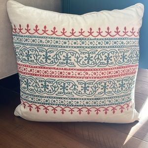 Embroidered throw pillow cover